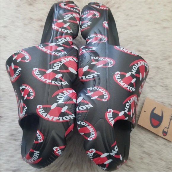 New CHAMPION Meloso Squish Smile Men's Slide Sandals Black/Red Men Size 12 - Picture 6 of 7